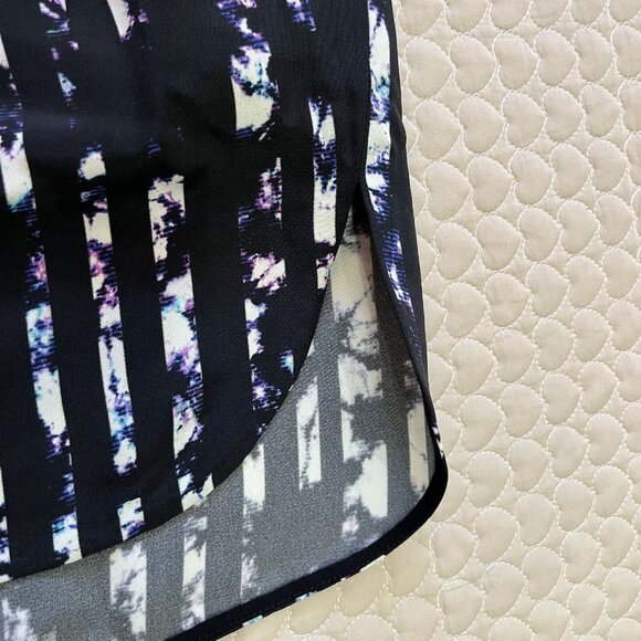 NWOT ALEXANDER WANG Silk Scoop Neck/Hem Tank Sleeveless Blouse Abstract Stripe 2 - Picture 5 of 9